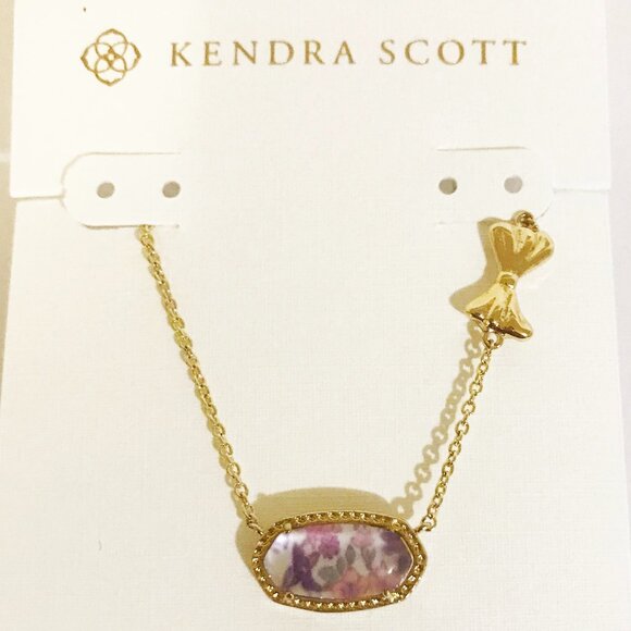 Kendra Scott Sunny Meadow Ditsy Purple Iris Heirloom Short Pendant Necklace - Picture 1 of 1